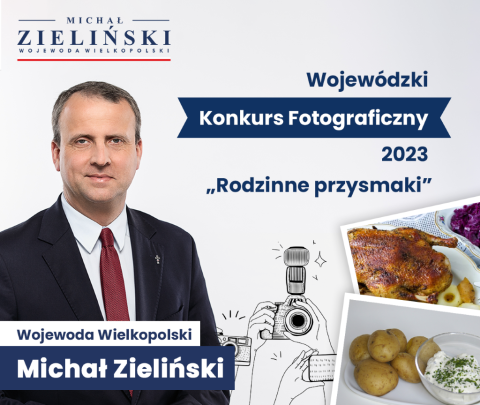 Rodzinne przysmaki - grafika przedstawiająca wojewodę z potrawami kuchni polskiej 