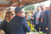 Wojewoda przy stoisku koła gospodyń wiejskich