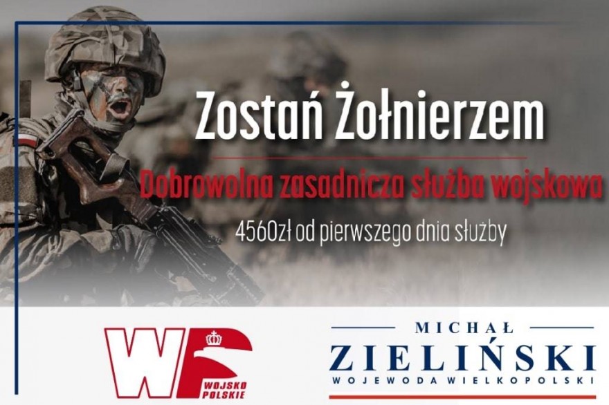Plakat  z logiem WP i Wojewody Wlkp.