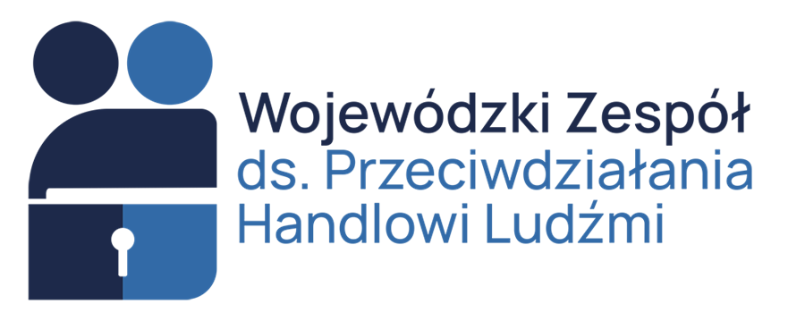 Grafika przedstawia logo Wojewódzkiego Zespołu do spraw Przeciwdziałania Handlowi Ludźmi w kolorze granatowym i niebieskim
